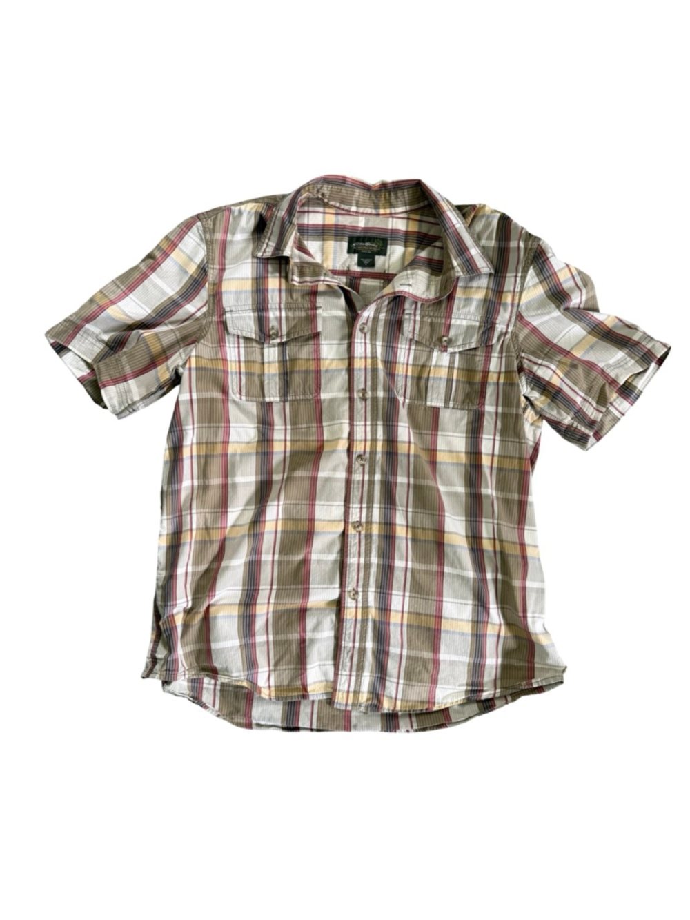 Eddie Bauer Men's Plaid Short Sleeve Button Up Shirt Size L